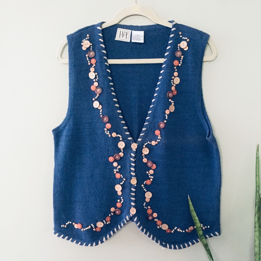 Vintage Silk Knit Button Vest